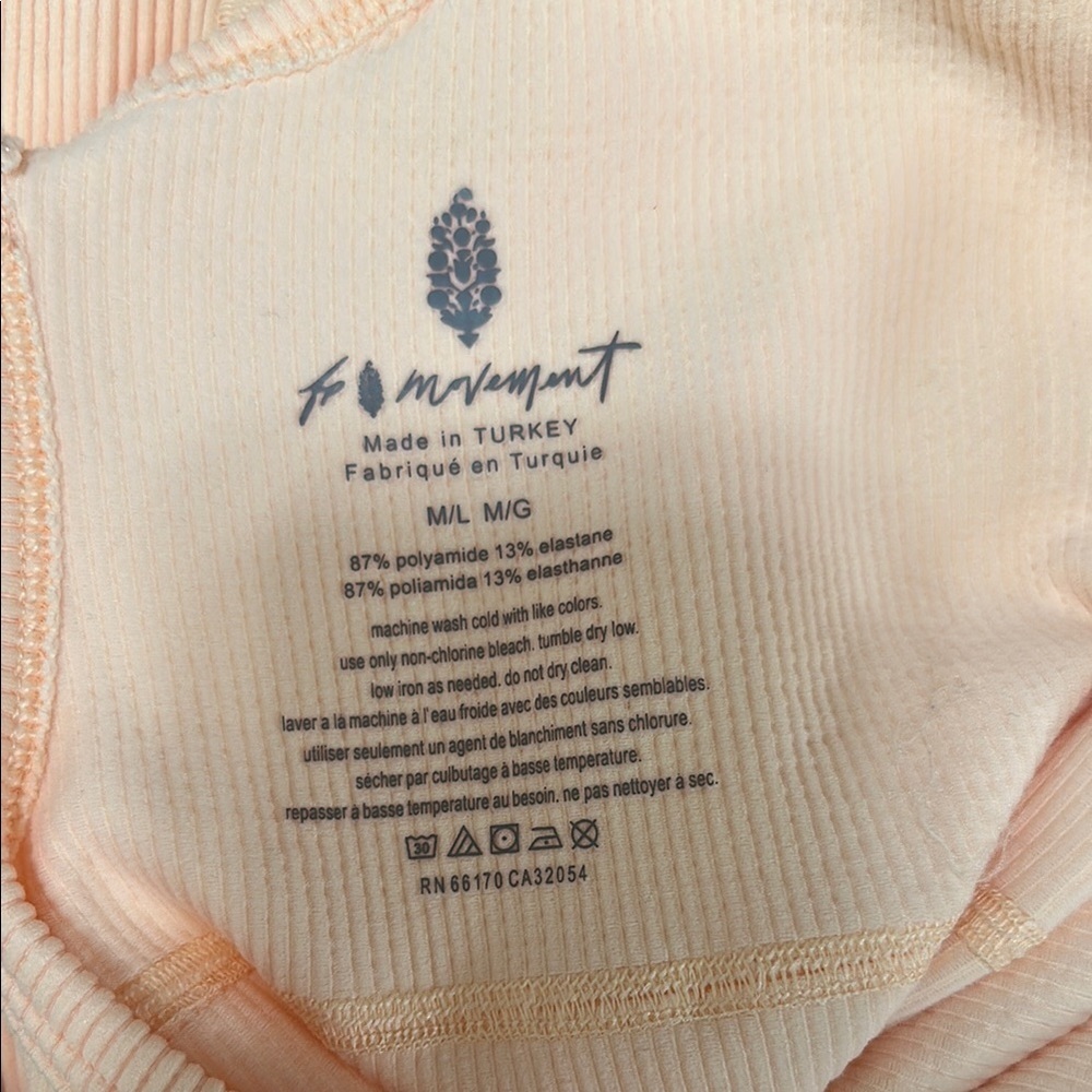 Free People Movement Good Karma Romper Peach Ribbed Cross Back Bodysuit M/L - Picture 6 of 8